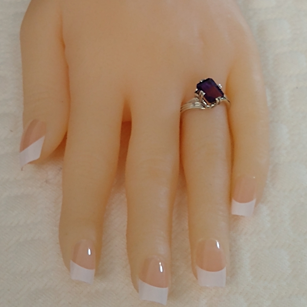 PURPLE STONE RING - SOLID 925 SILVER - Picture 5 of 5